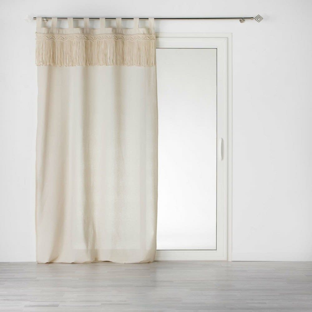 Douceur d'Intérieur Schlaufenvorhang aus Makramee style modern Beige Öko-Tex Zertifikat Stoff