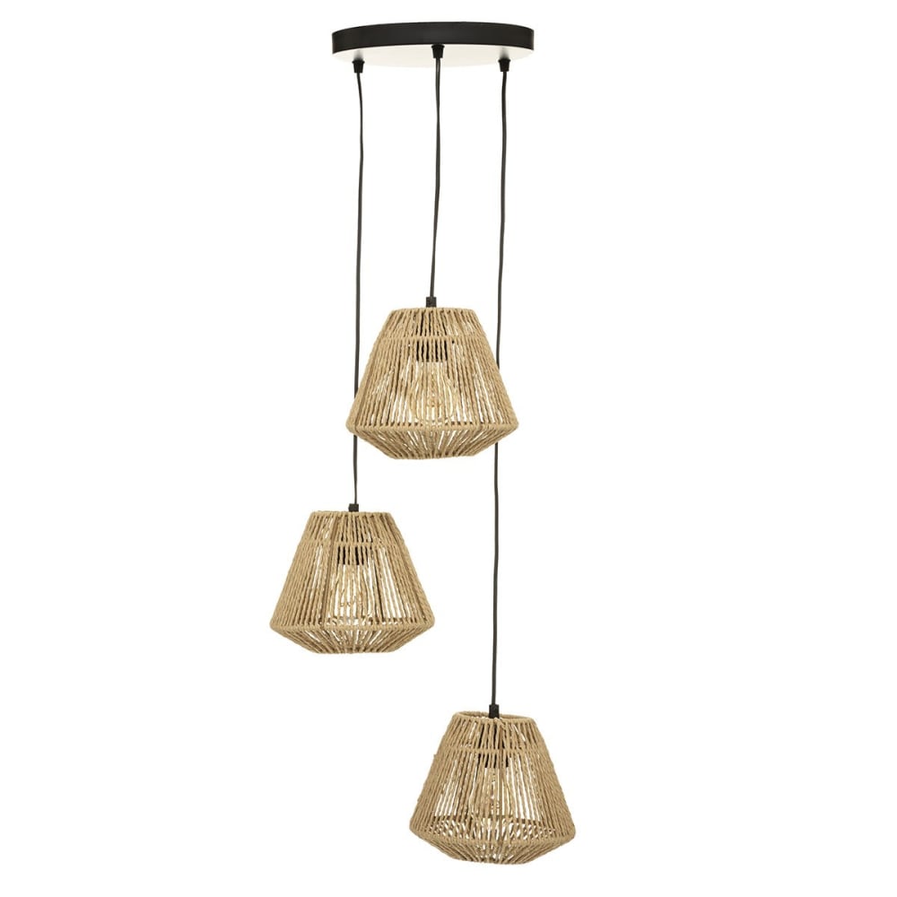Decoratie Suspension naturelle à 3 abats jour beige D20cm style contemporain - Métal