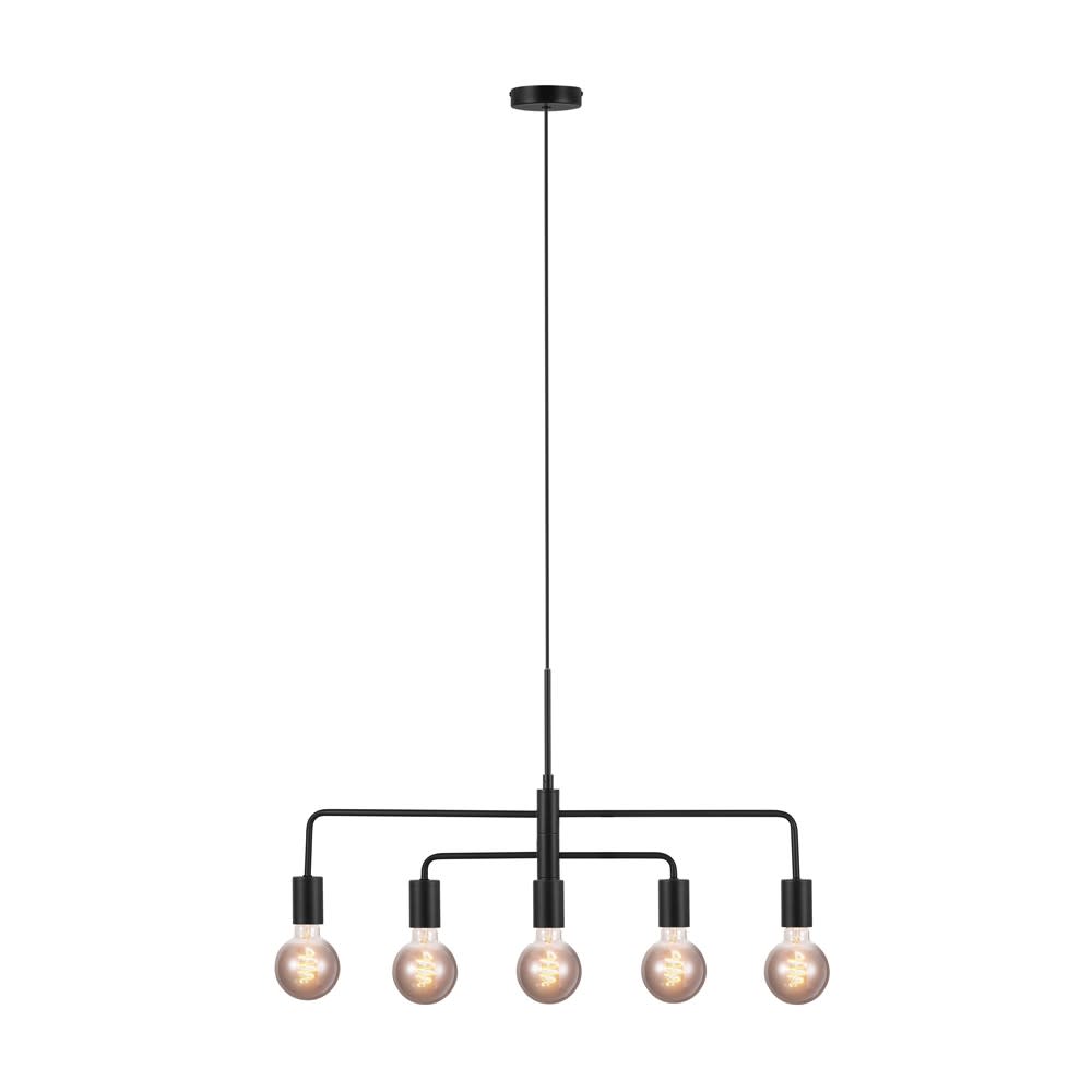 Nordlux Schwarze Kronleuchter-Pendelleuchte mit 5 verstellbaren Armen style modern Schwarz Metall