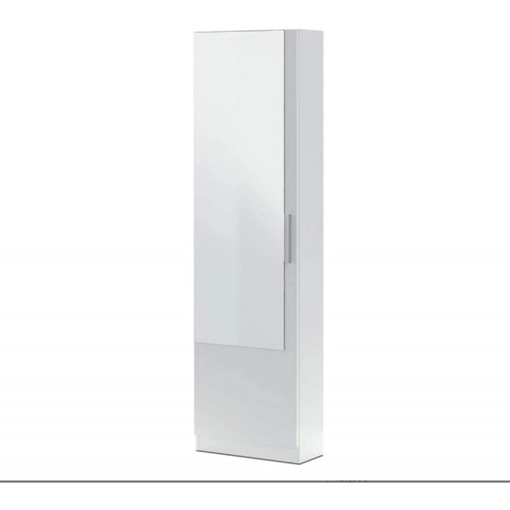 Fores Schuhschrank, 1 Tür mit Spiegel - H180 cm - Weiß style modern Weiß Holz