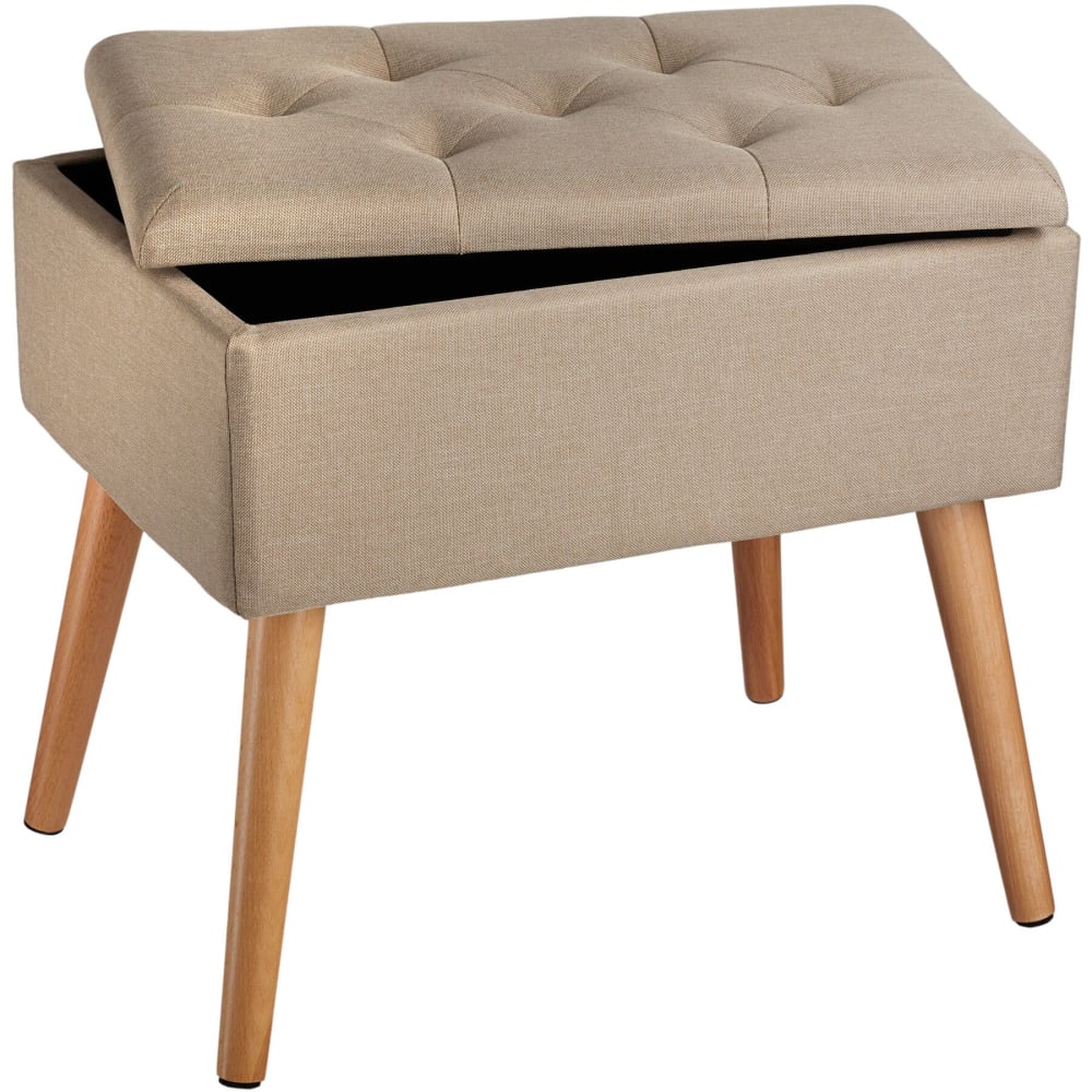 Coffre de rangement rond aspect velours en panneau de fibres sable Coffre de rangement rond aspect velours en panneau de fibres sable
