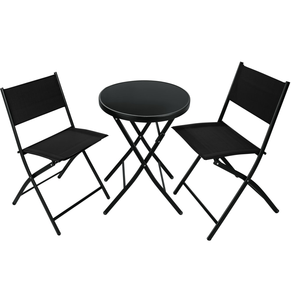 Ensemble table et chaises de jardin bistrot Pliable 2 personnes noir