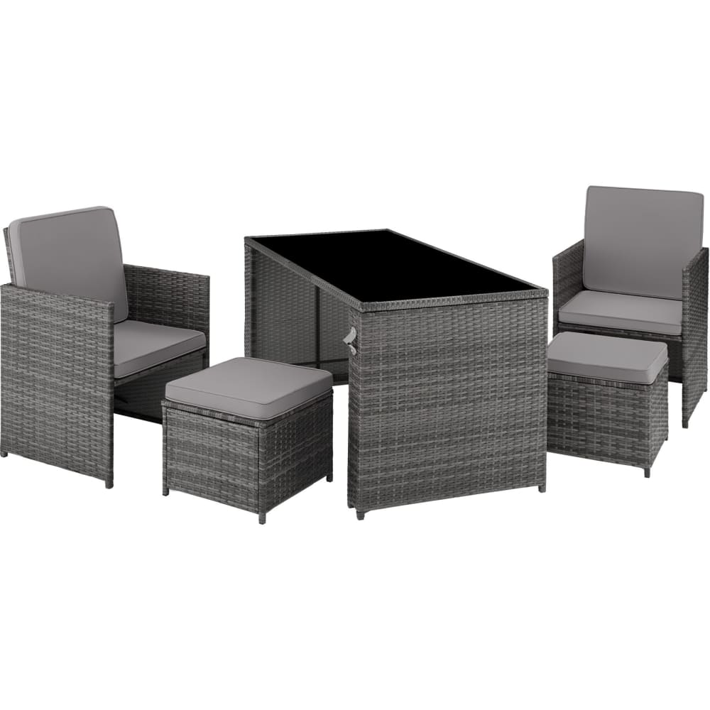 Salon de jardin 2 à 4 personnes Ouvre-bouteilles inclus pliable gris