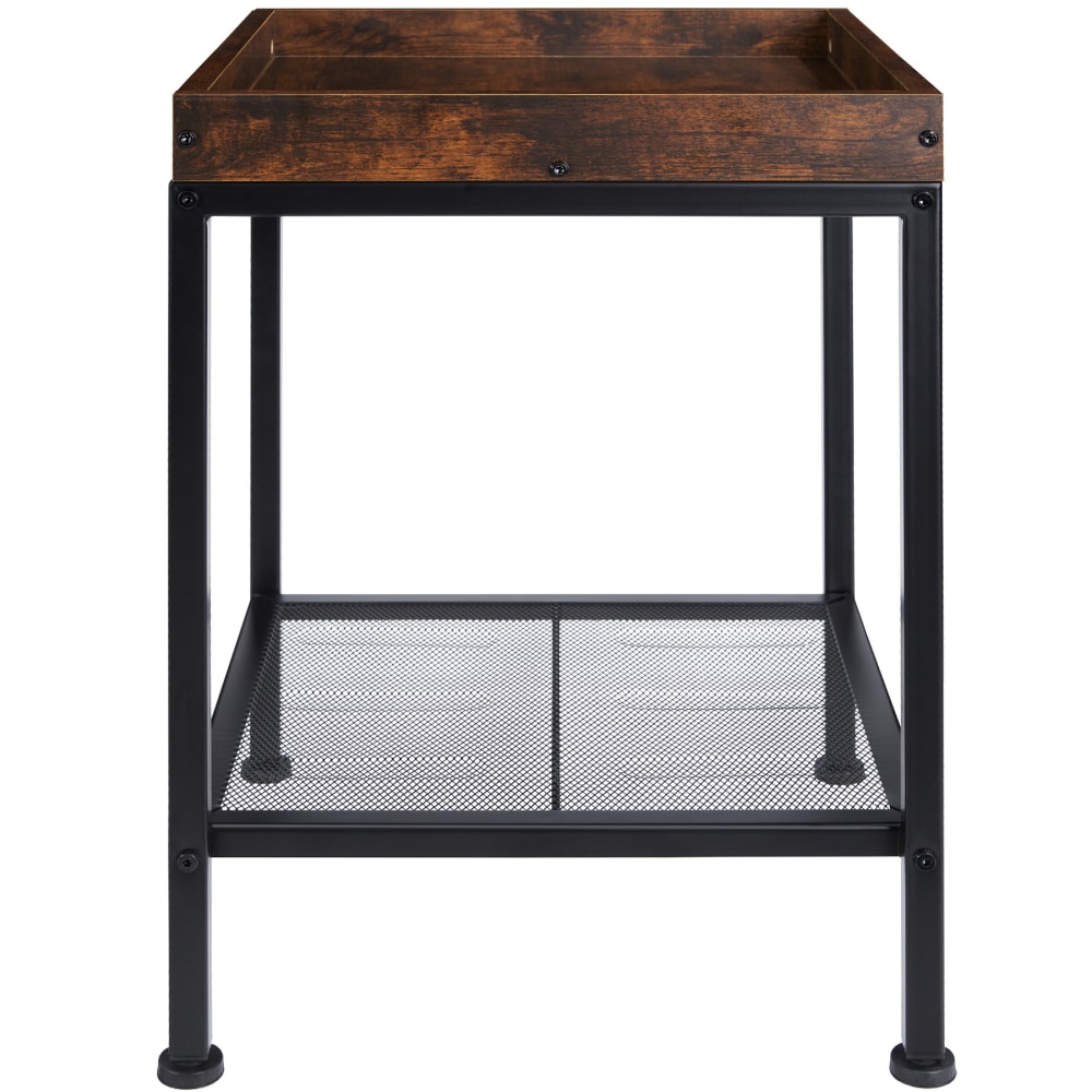 Tavolino stile industriale 41,5 x 41 x 56 cm legno scuro -