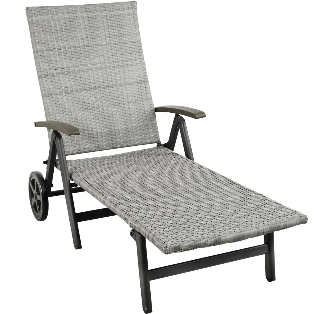 Lettino prendisole in alluminio con braccioli grigio chiaro - Grigio - PVC - Cloruro di polivinile