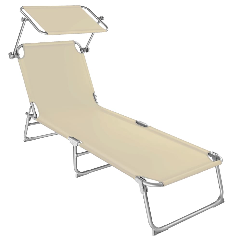Transat pliable en acier dossier réglable 4 positions anti UV beige