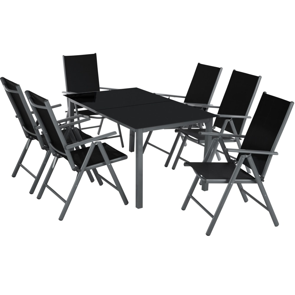 Ensemble salon de jardin Cadre aluminium 6 personnes gris anthracite