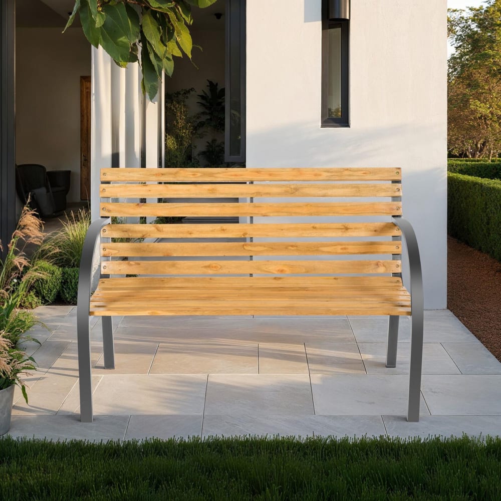 Panchina da giardino legno resistente, marrone 119,5x62x83cm - LEGNO