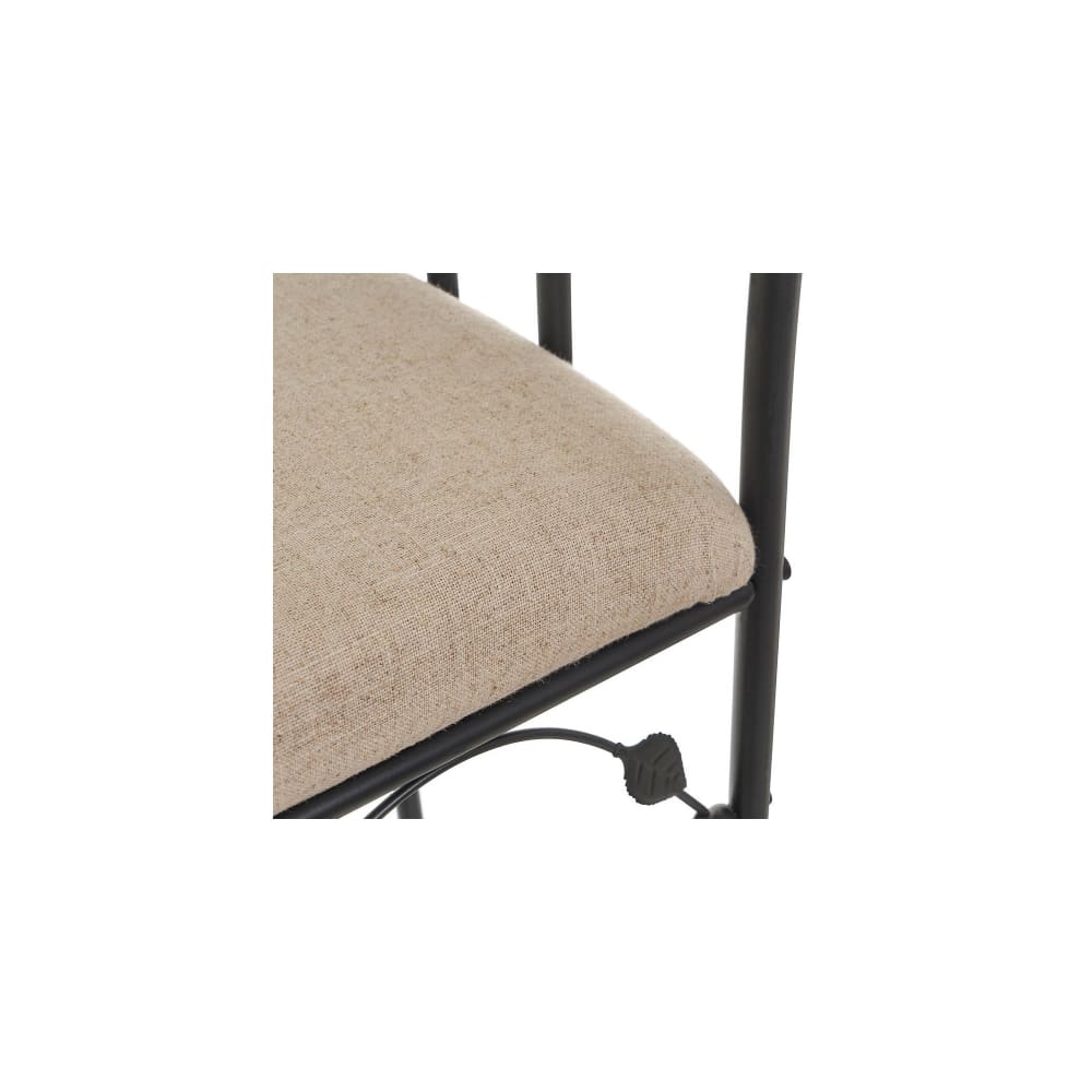 Banquette en métal noir et assise rembourrée lin beige 68x30x64cm - Maisons du Monde