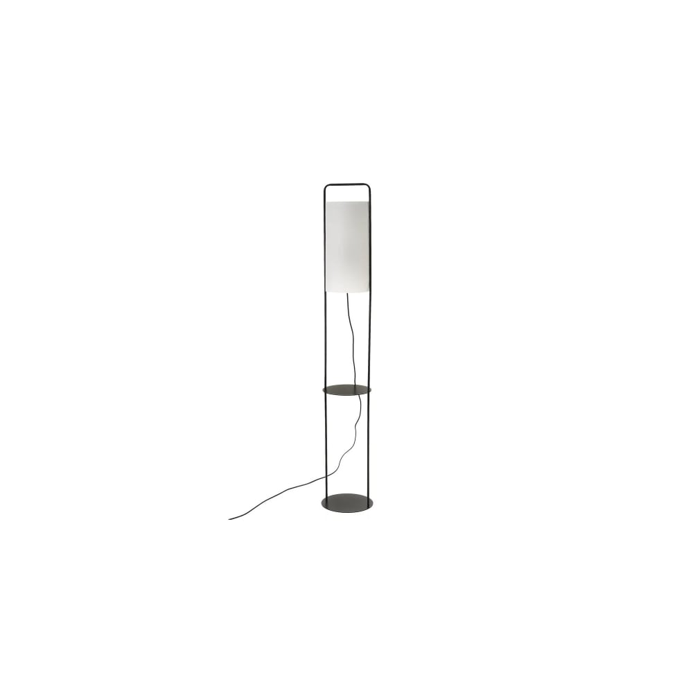 Unimasa Lampadaire table en métal noir et abat-jour blanc H150cm style contemporain