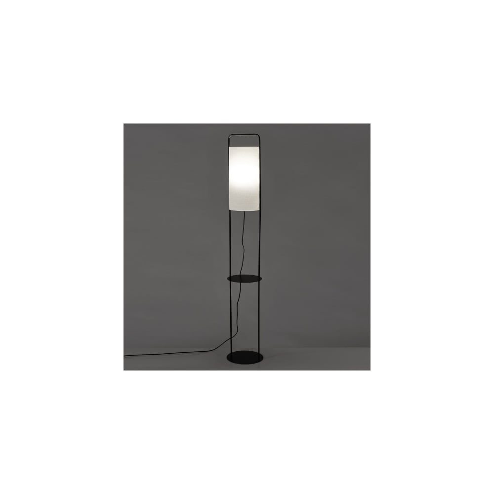 Lampadaire table en métal noir et abat-jour blanc H150cm - Maisons du Monde