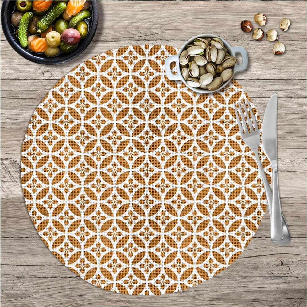 Set de table rond carreau de ciment jaune et blanc D38cm - Maisons du Monde