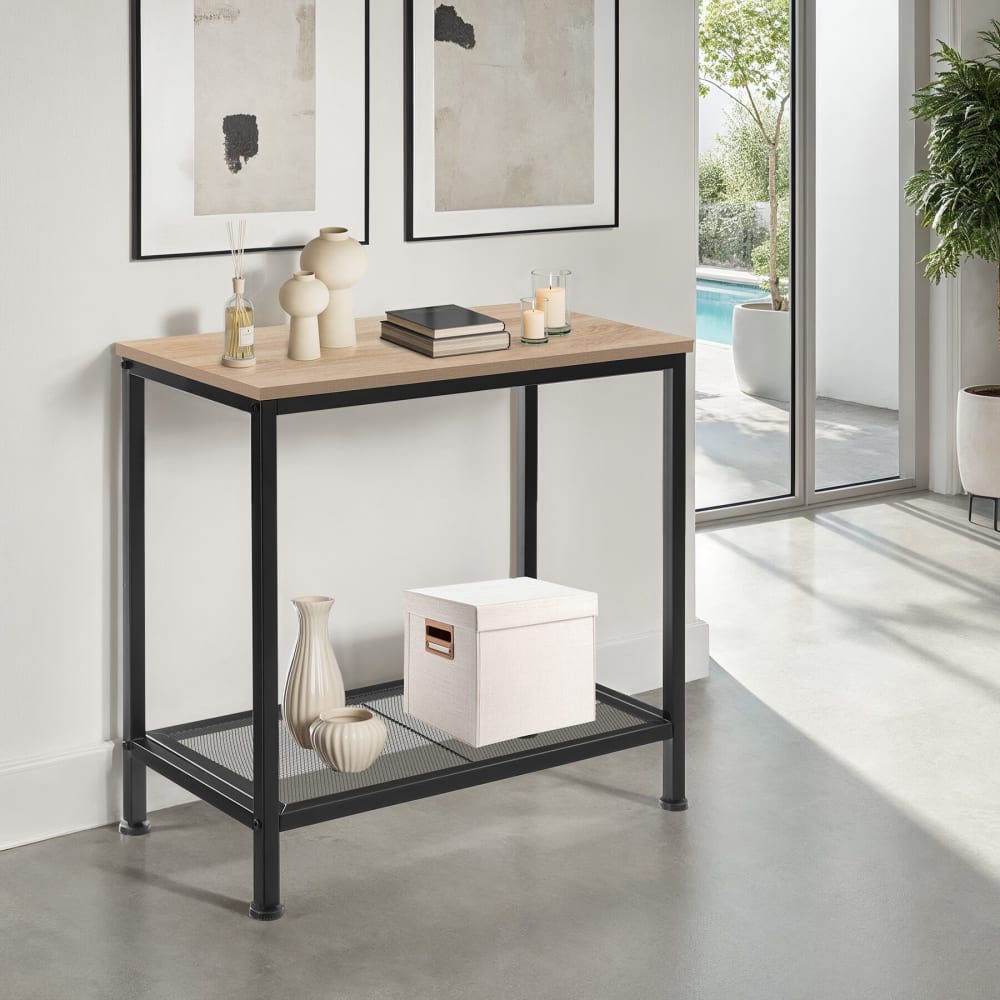 Tavolino industriale chiaro 60 x 30,5 x 60,5 cm - Modello Industriale - Marrone - LEGNO