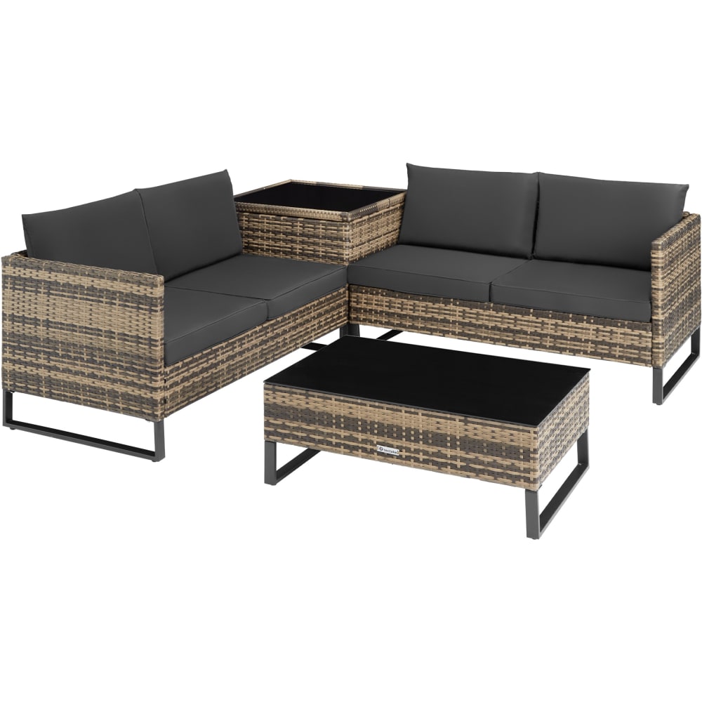 Canapé de jardin Lounge en rotin Pour 4 personnes marron naturel