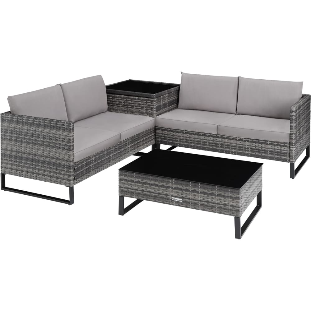 Canapé de jardin Lounge en rotin Pour 4 personnes gris