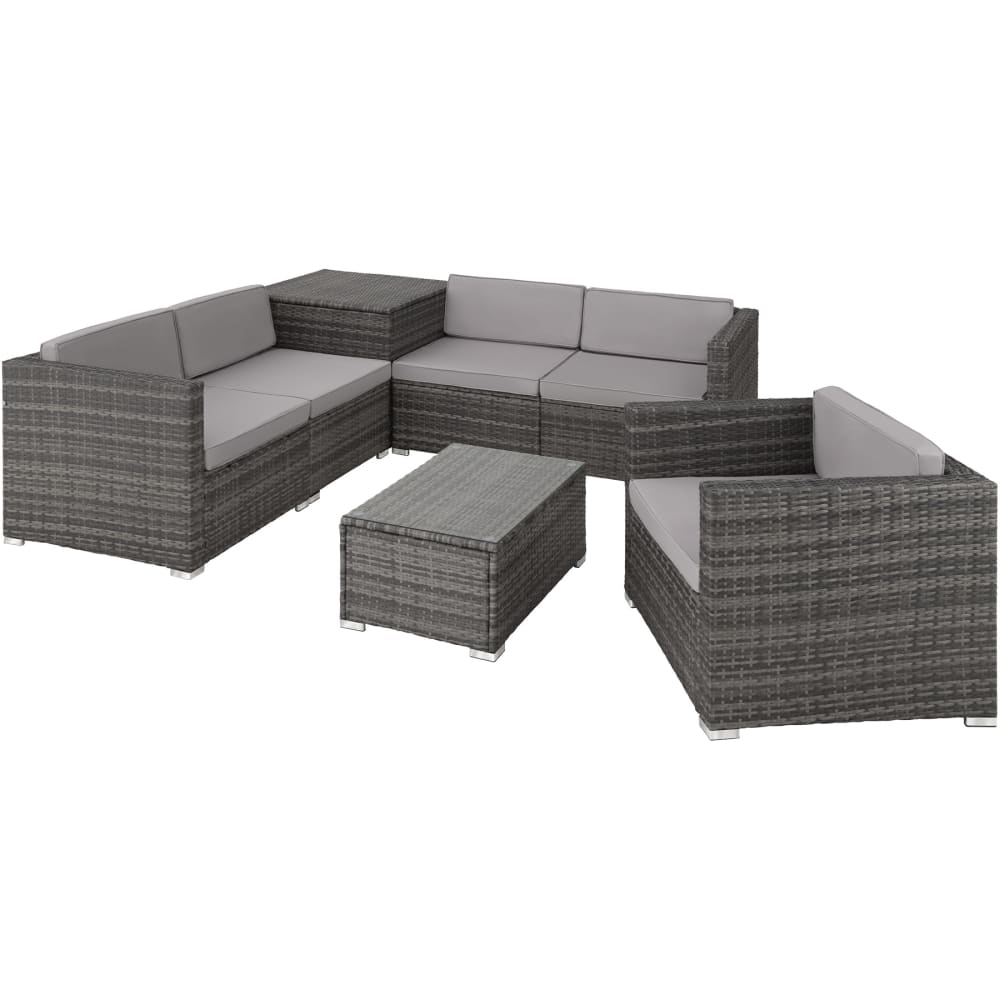Canapé de jardin Lounge en rotin Pour 5 personnes gris