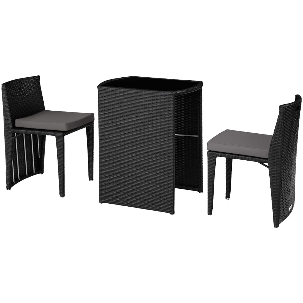 Salon de jardin avec cadre en aluminium résistant aux intempéries noir