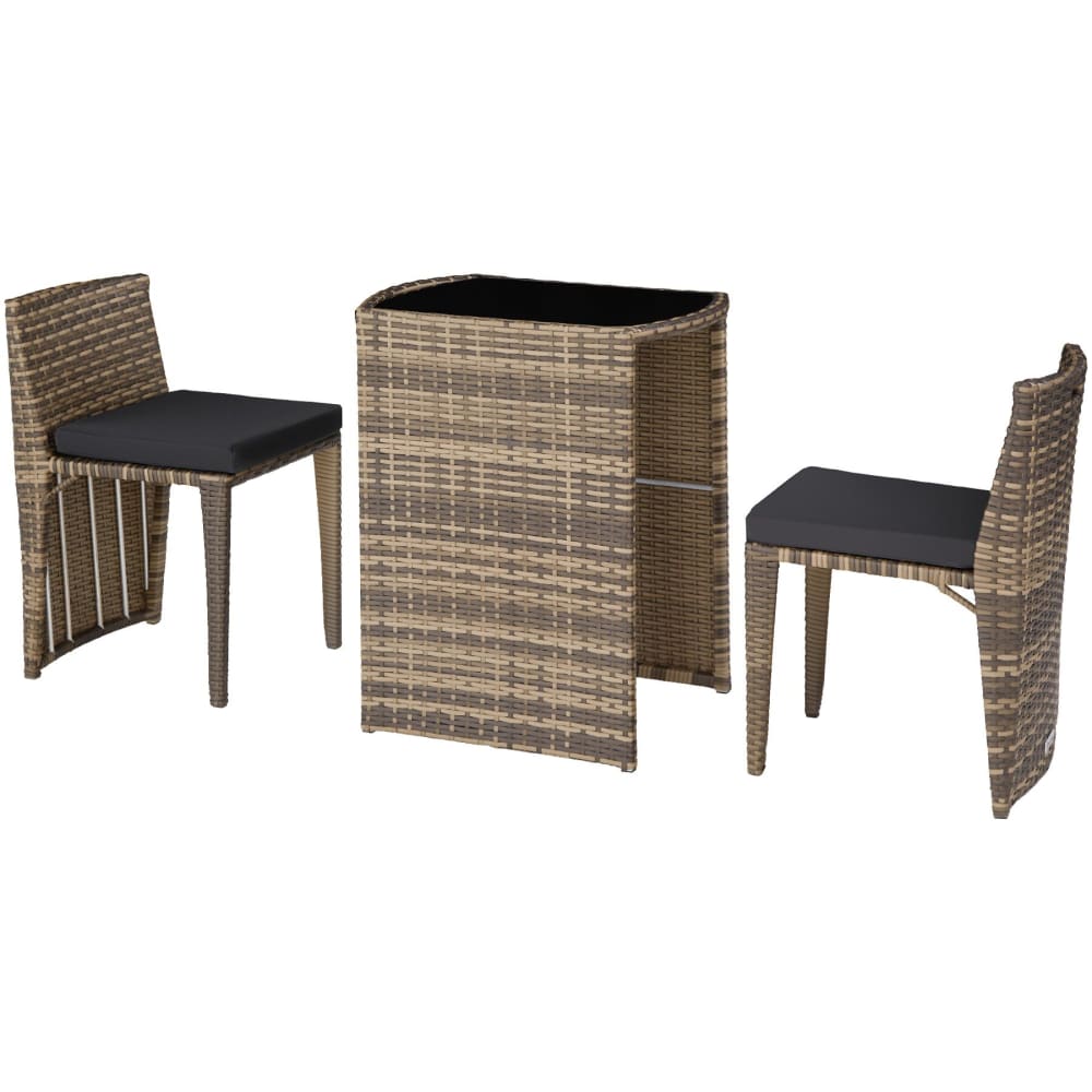 Salon de jardin avec cadre en aluminium encastrable marron naturel