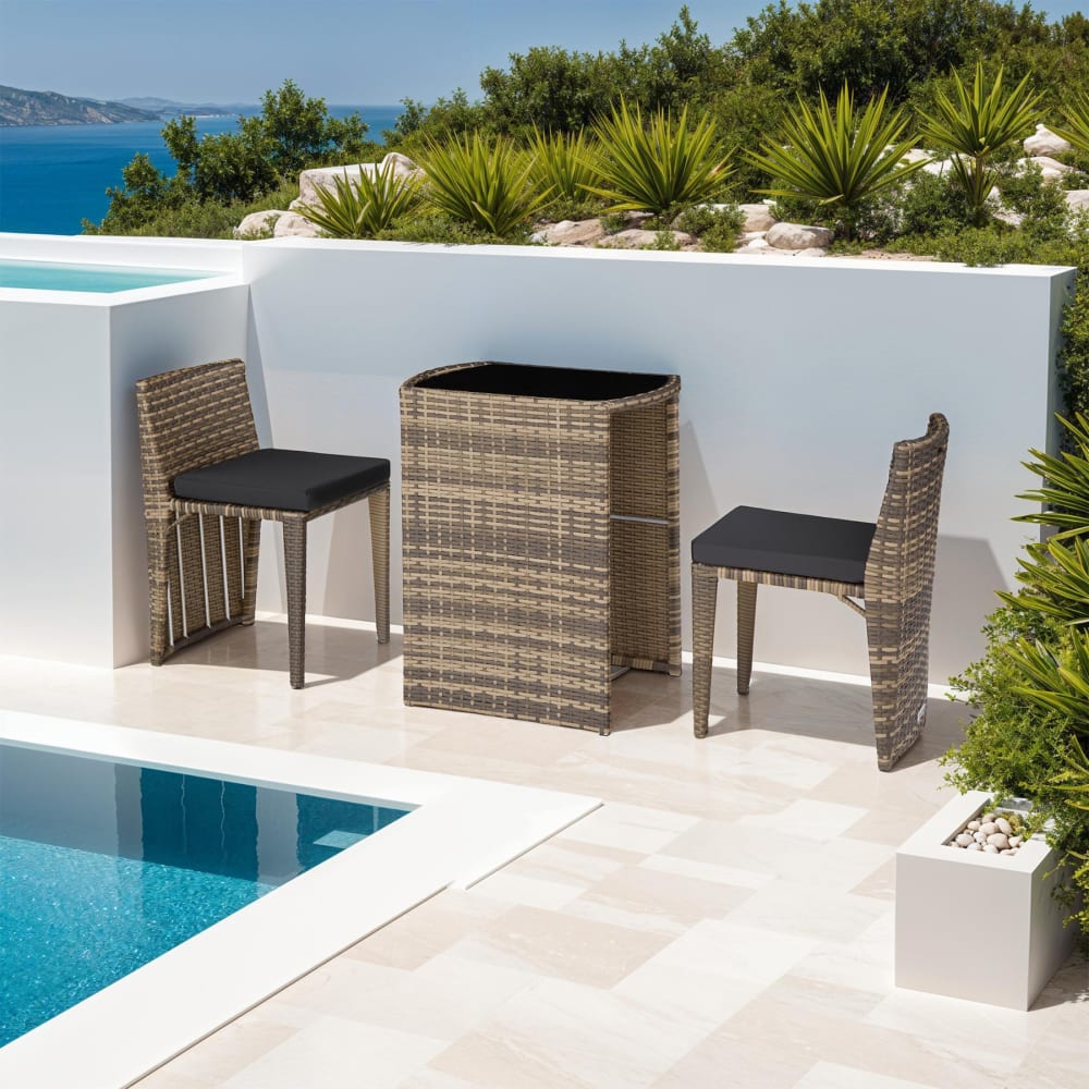 Salon de jardin polyéthylène et aluminium encastrable marron naturel