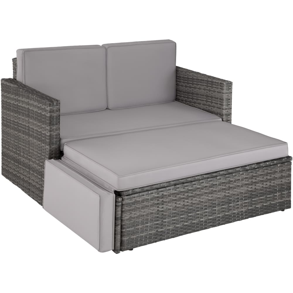 Canapé de jardin Lounge en rotin 2 places robuste gris