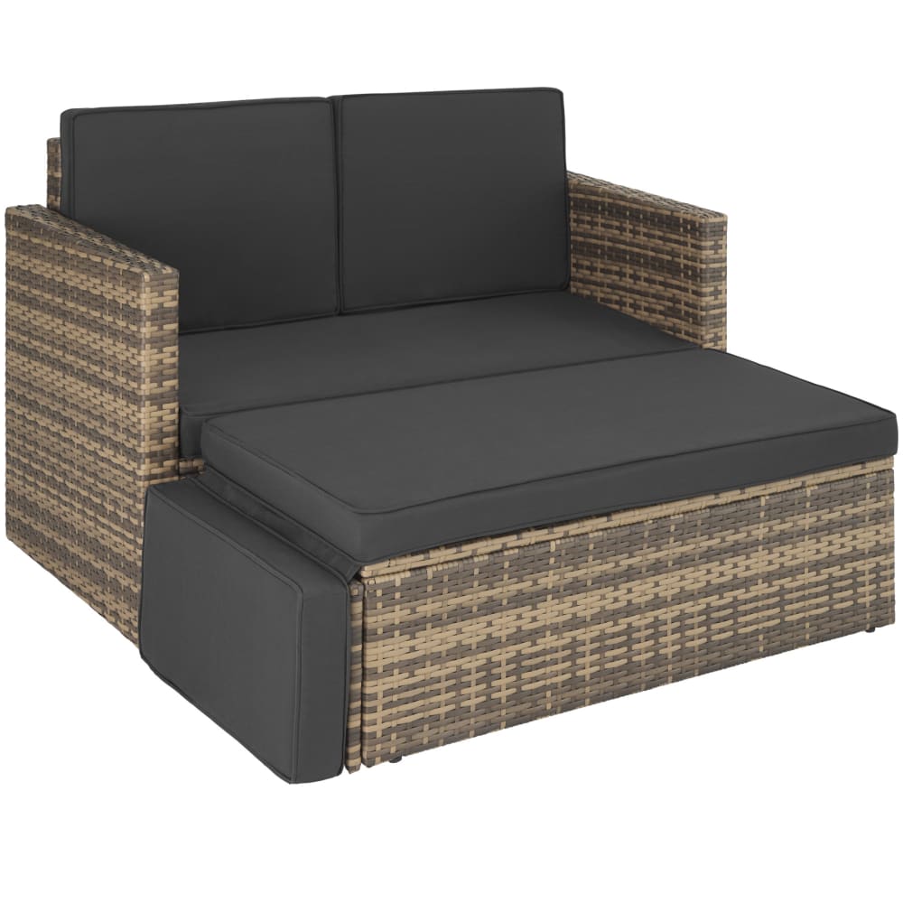 Canapé de jardin Lounge en rotin 2 places robuste marron naturel