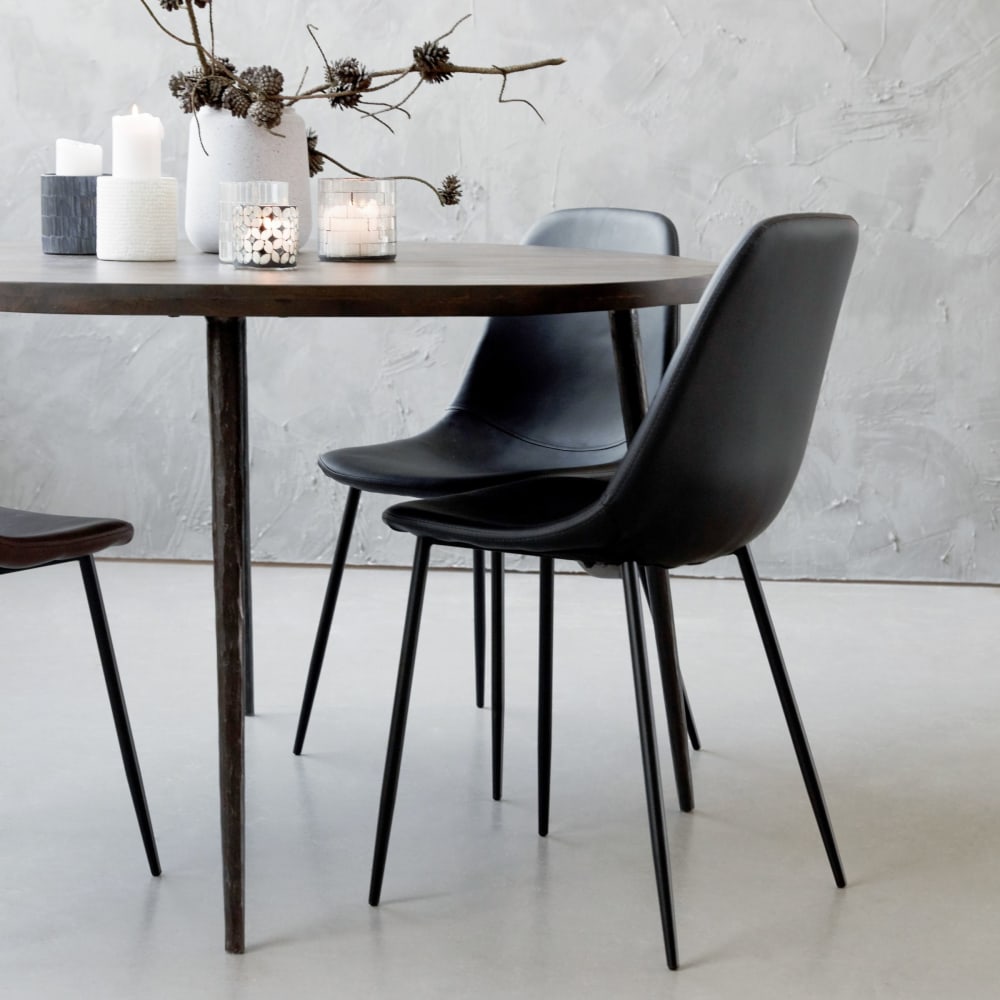 Sessel aus Leder und Kunstleder, schwarz - Maisons Du Monde
