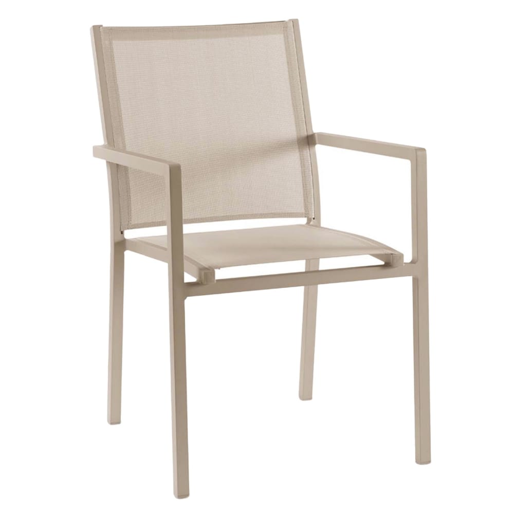 Chaise de jardin avec accoudoirs en aluminium et textilène taupe