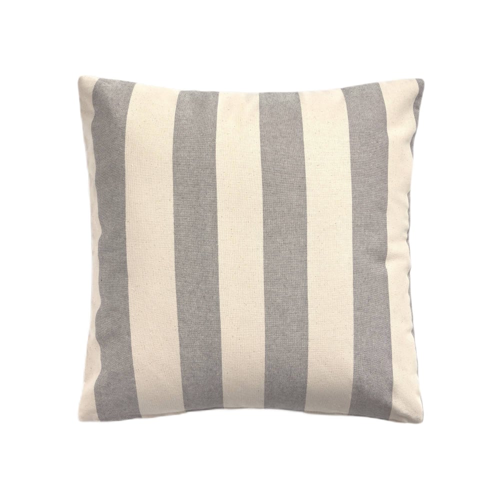 Funda de cojín algodón rayas color gris. 45x45cm