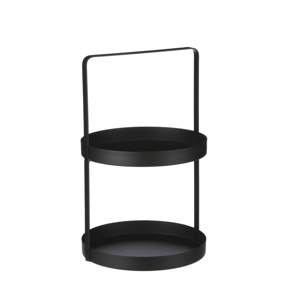 Présentoir à étages noir fer h41xl25xl25cm