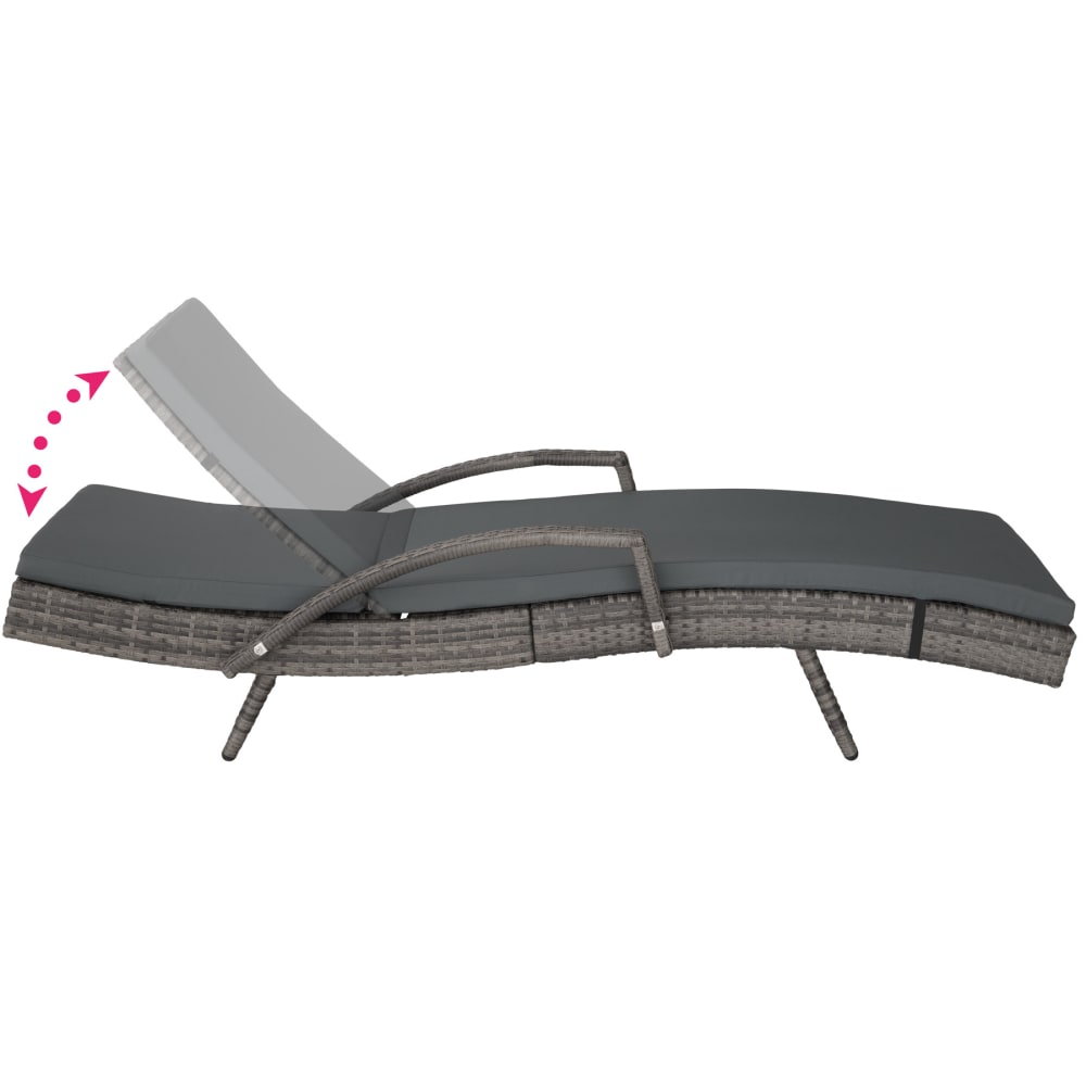 Bain de soleil transat résine tressée aluminium dossier réglable gris
