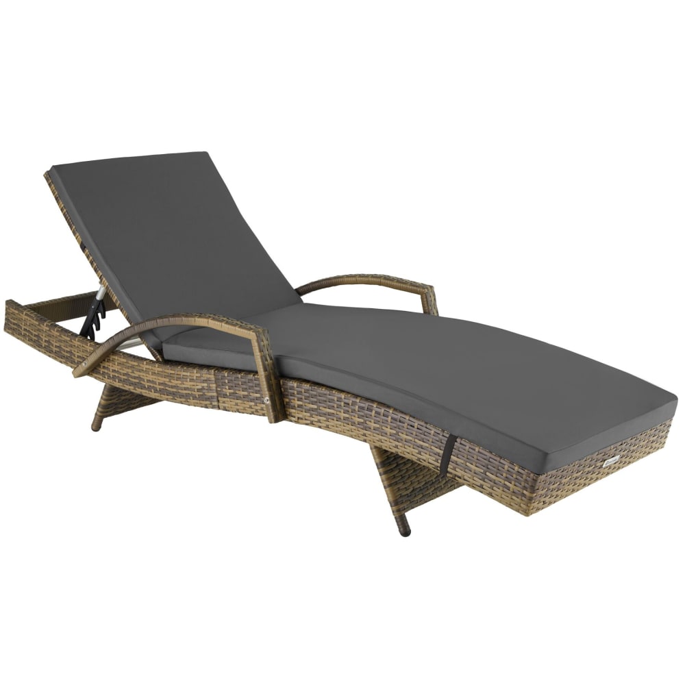 Bain de soleil en rotin et aluminium réglable 5 positions marron