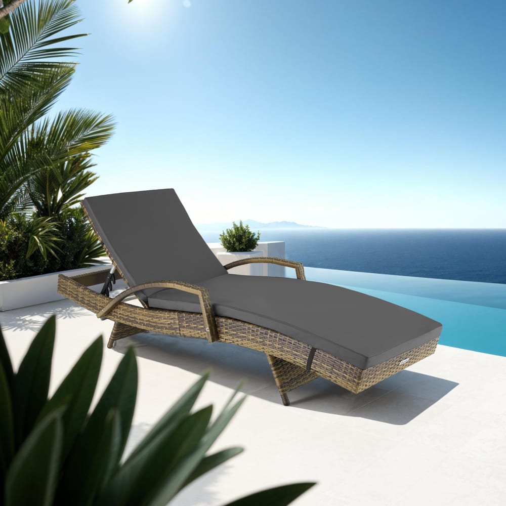Lettino prendisole in rattan e alluminio naturale - Rattan