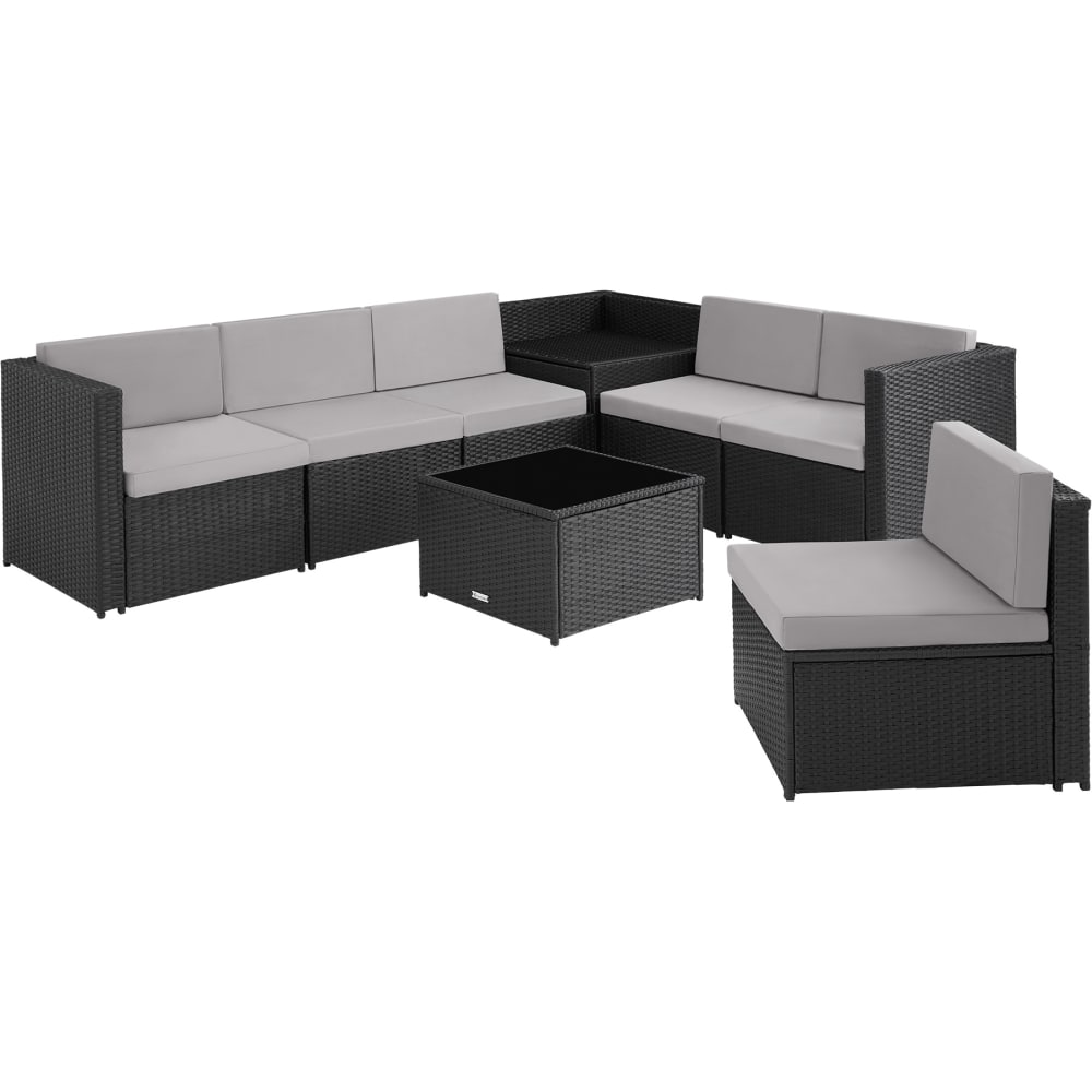 Canapé de jardin lounge en rotin Pour 6 personnes noir