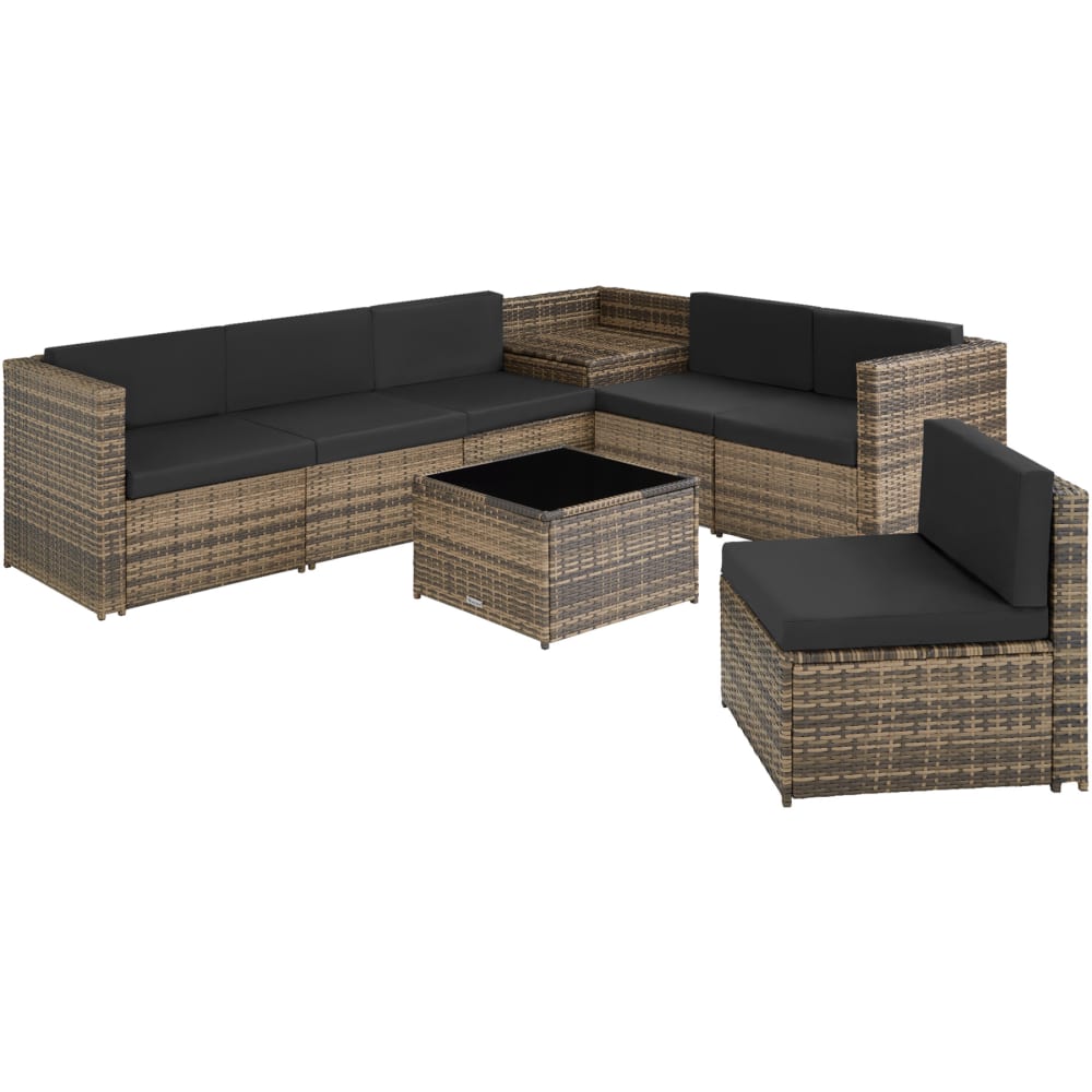 Canapé de jardin Lounge en rotin Pour 6 personnes marron naturel