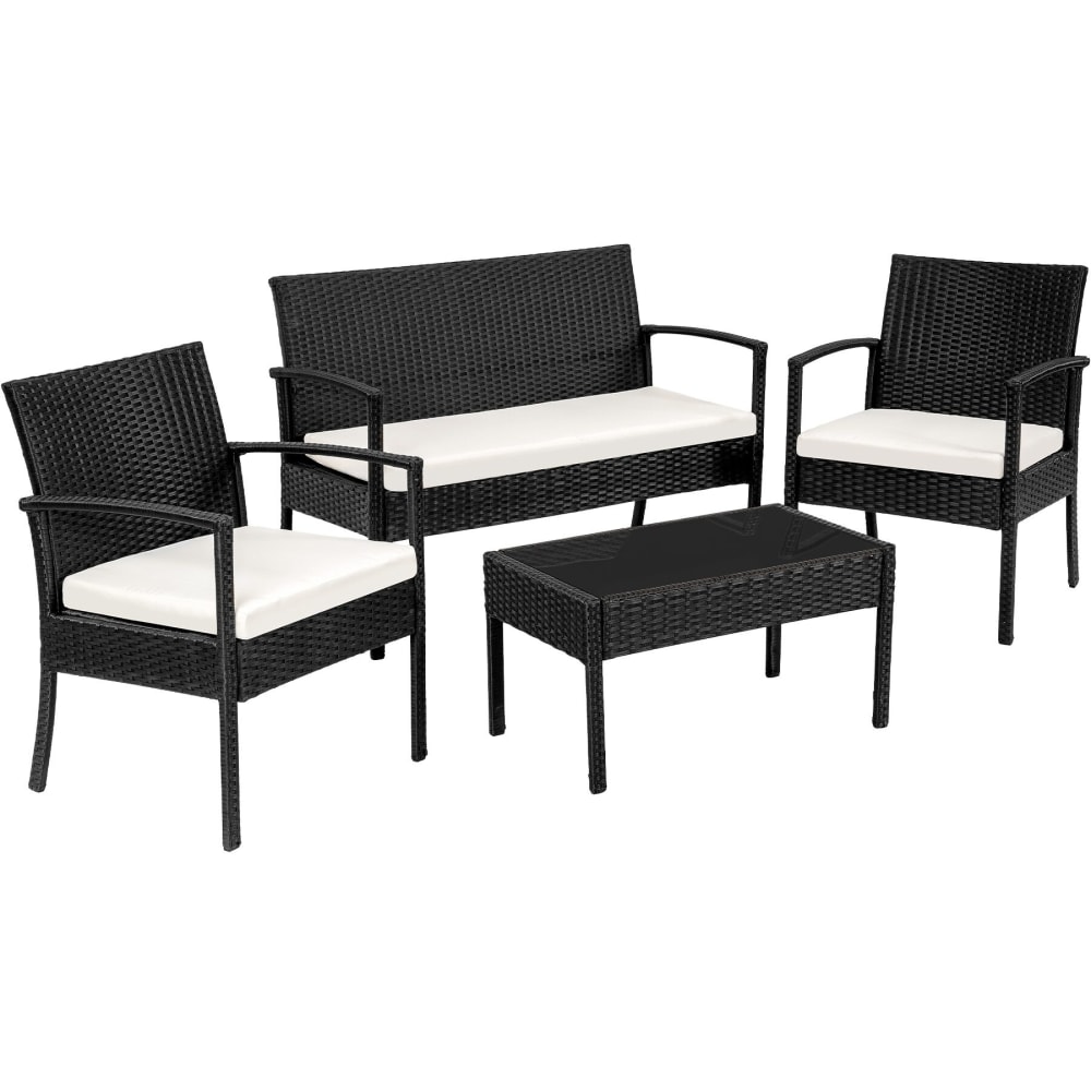 Salon de jardin 4 personnes Résistant aux UV avec cadres fins noir