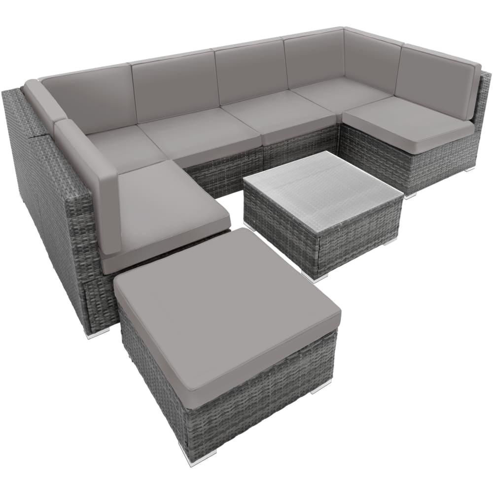 Canapé de jardin Lounge en rotin Pour 6 à 7 personnes gris