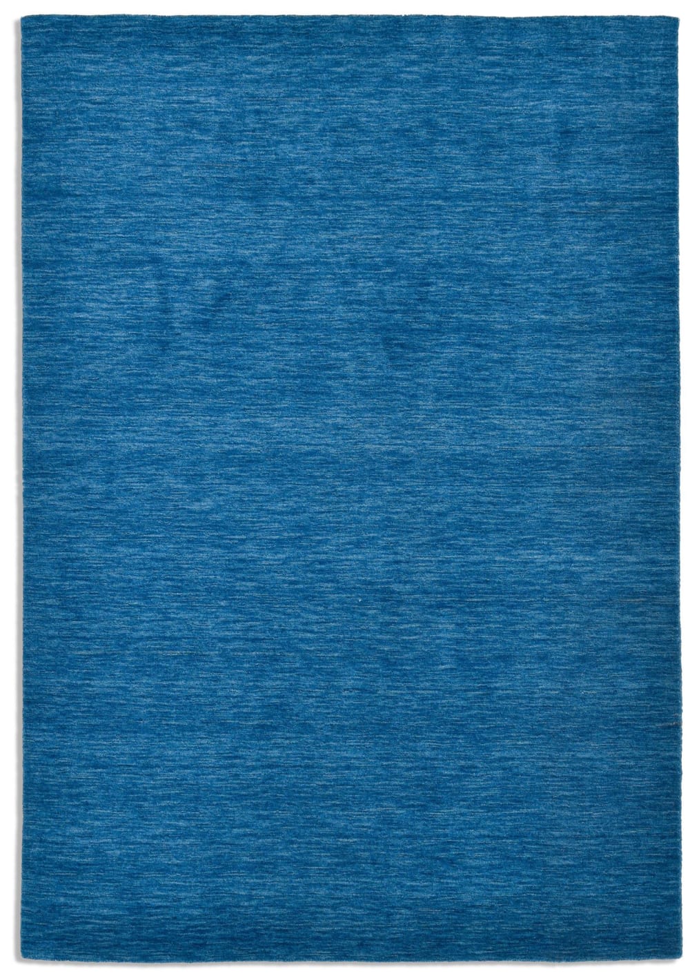 THEKO Tapis salon - tissé main - 100% laine naturelle - bleu 070x140 cm style contemporain