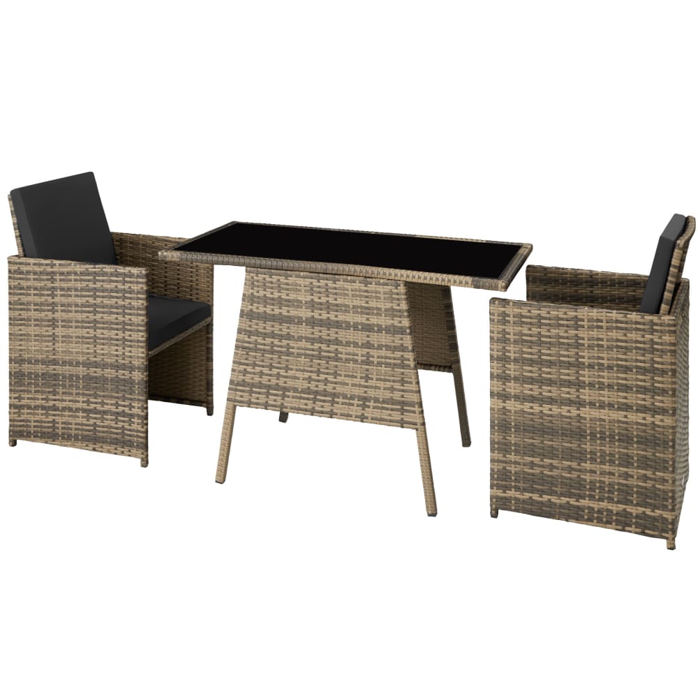Salon de jardin 2 personnes Résistant aux UV Pliable marron naturel