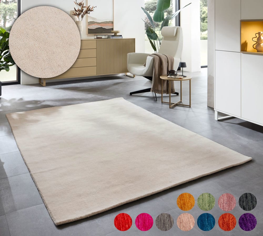 Tapis salon - tissé main - 100% laine naturelle - crème 070x140 cm — vue 3