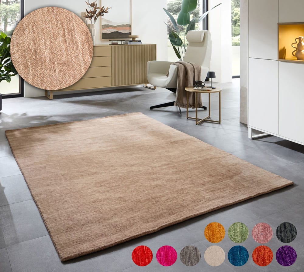 Tapis salon - tissé main - 100% laine naturelle - beige 060x090 cm — vue 3