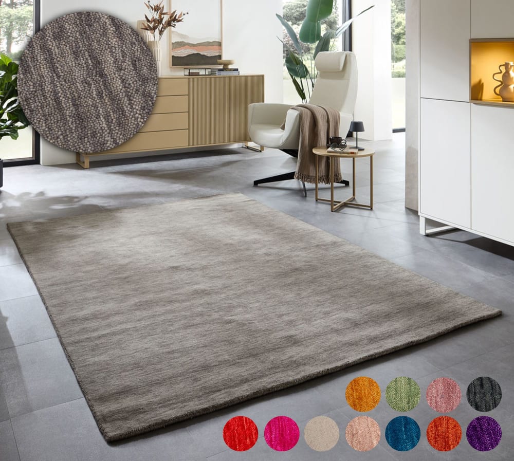 Alfombra tejida a mano en lana virgen - gris - 70x140 cm - Maisons du Monde