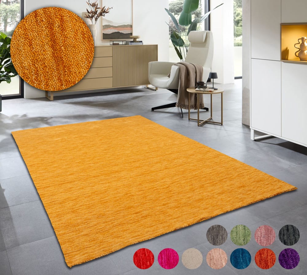 Tapis salon - tissé main - 100% laine naturelle - or 060x090 cm — vue 3