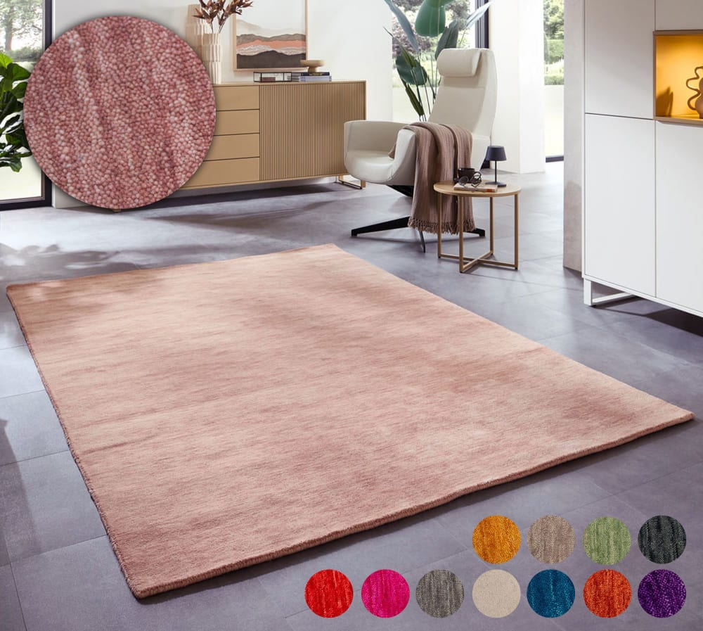Tapis salon - tissé main - 100% laine - bois de rose 040x060 cm — vue 3