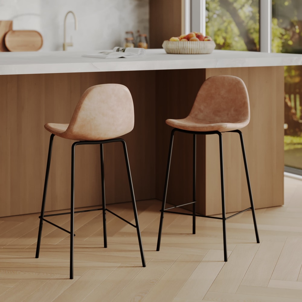 Set de 2 taburetes para isla de cocina marrón claro 65 cm - Maisons du Monde