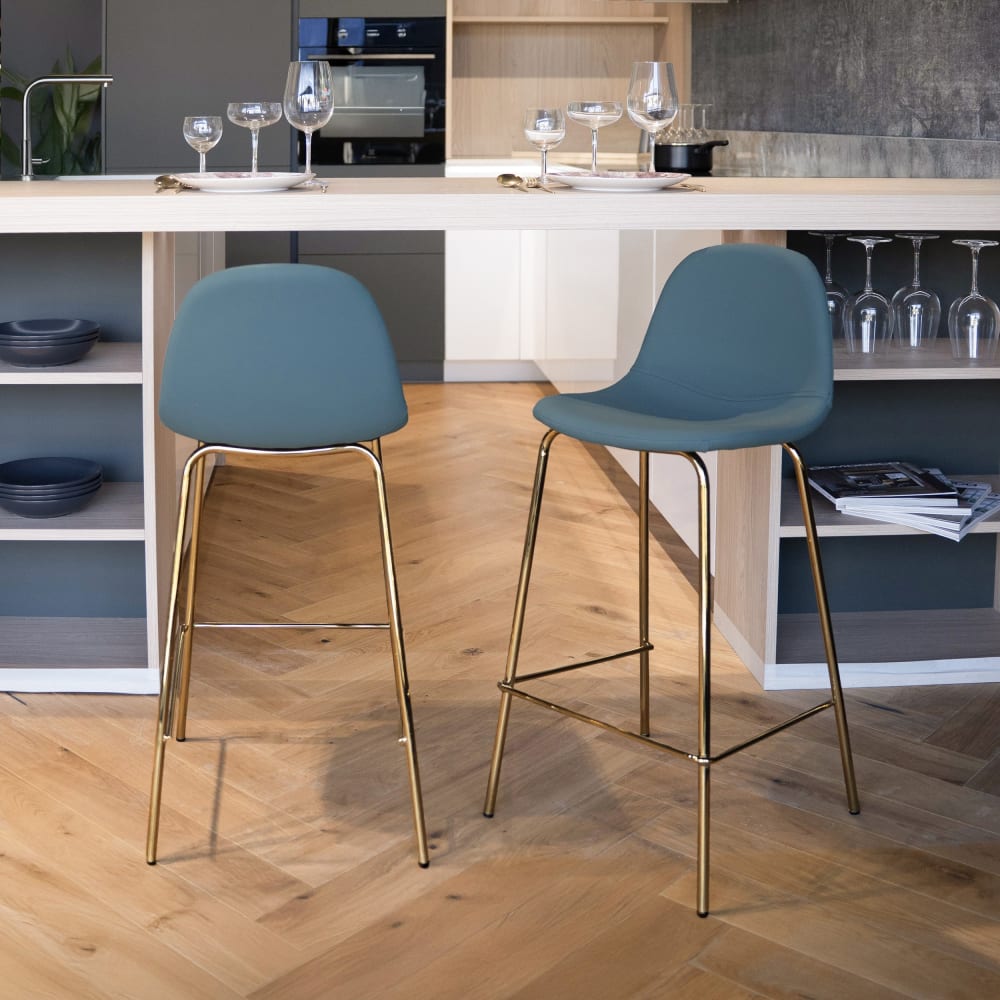 Set di 2 sedie per isola centrale da 65 cm in similpelle verde -