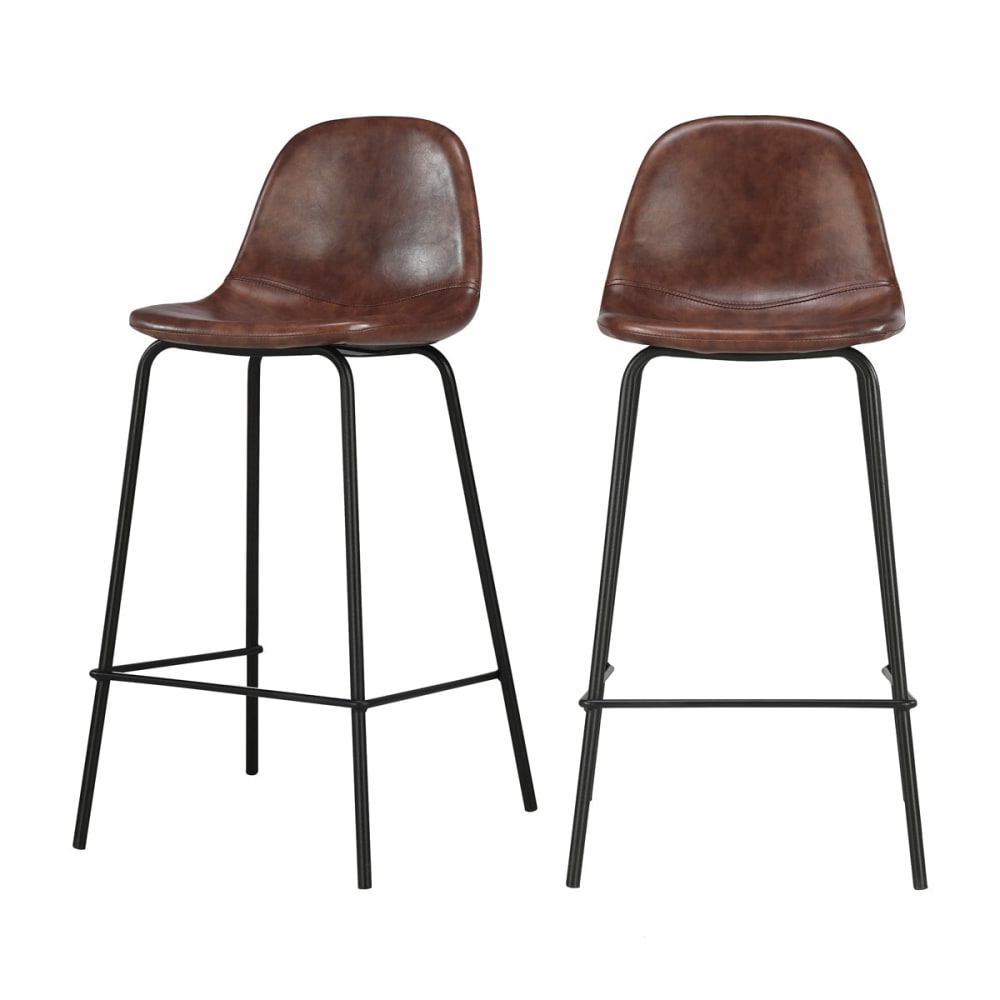 Set de 2 taburetes para isla de cocina de sintético marrón 65 cm