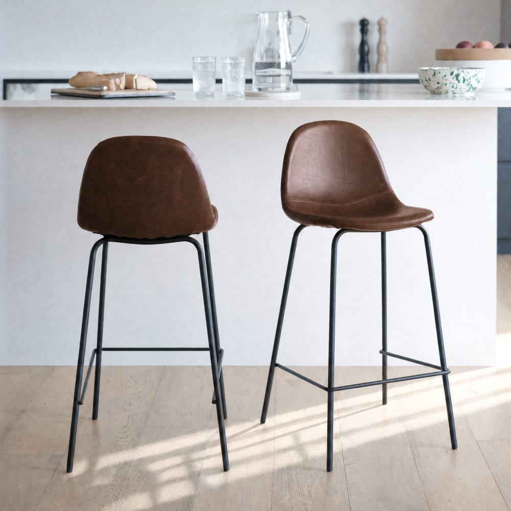 Set di 2 sedie per isola centrale 65 cm in pelle sintetica
