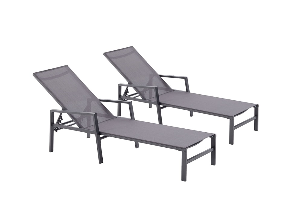 Lot de 2 transats en aluminium gris foncé