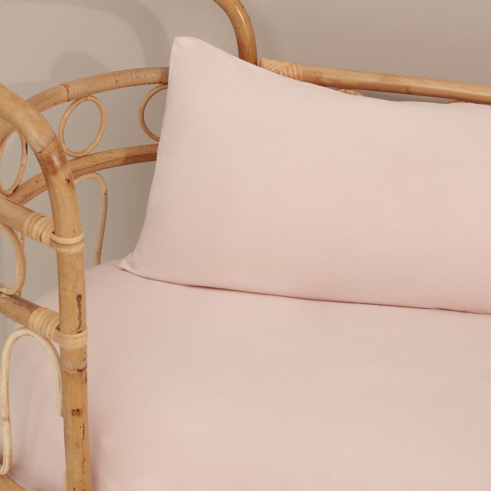 Funda de almohada de algodón orgánico 180 hilos rosa empolvado.35x60cm