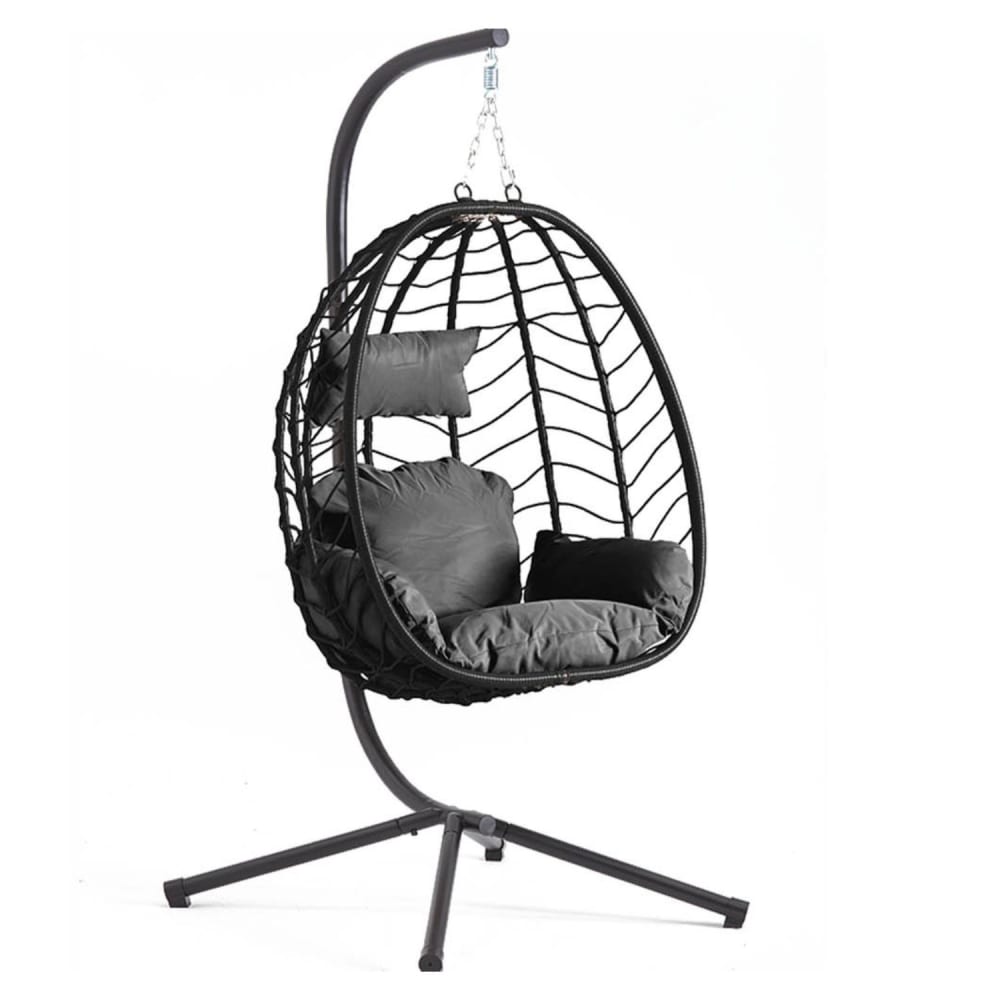 Fauteuil suspendu en résine effet rotin noir